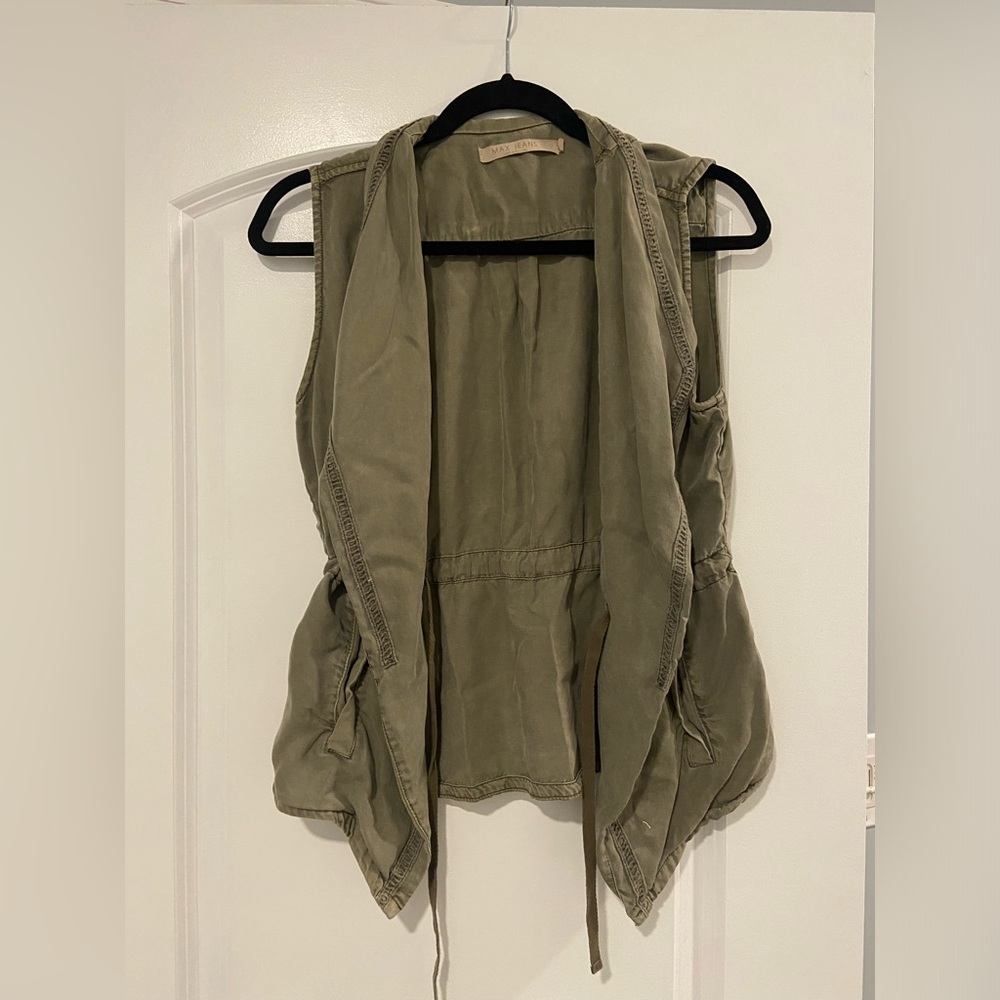 Women's Max Jeans Army/Utility Green Vest with Tie Waist Size XS